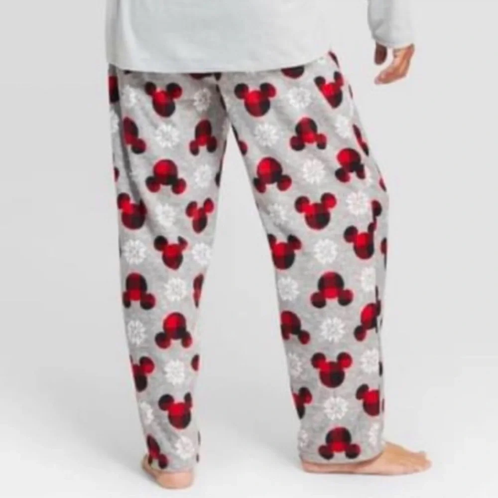Disney Women’s XXL Mickey Mouse Gray Fleece Lounge Pants Holiday Snowflake 2XL - Picture 13 of 13